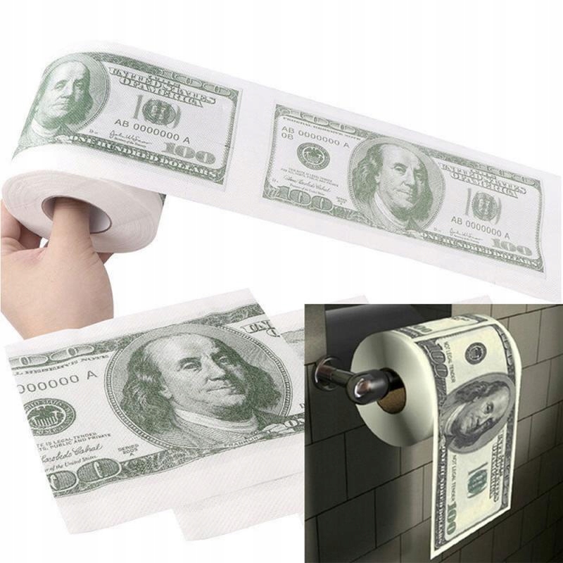 1 valček 100 dolárov na toaletný papier