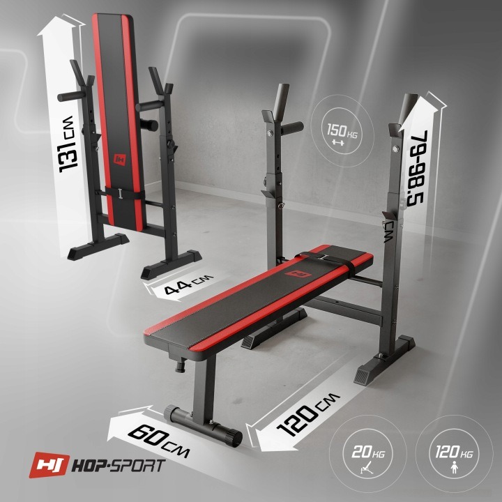 Rovná nastaviteľná tréningová lavica na bench press – nosnosť 270 kg, stojany, gumené nožičky