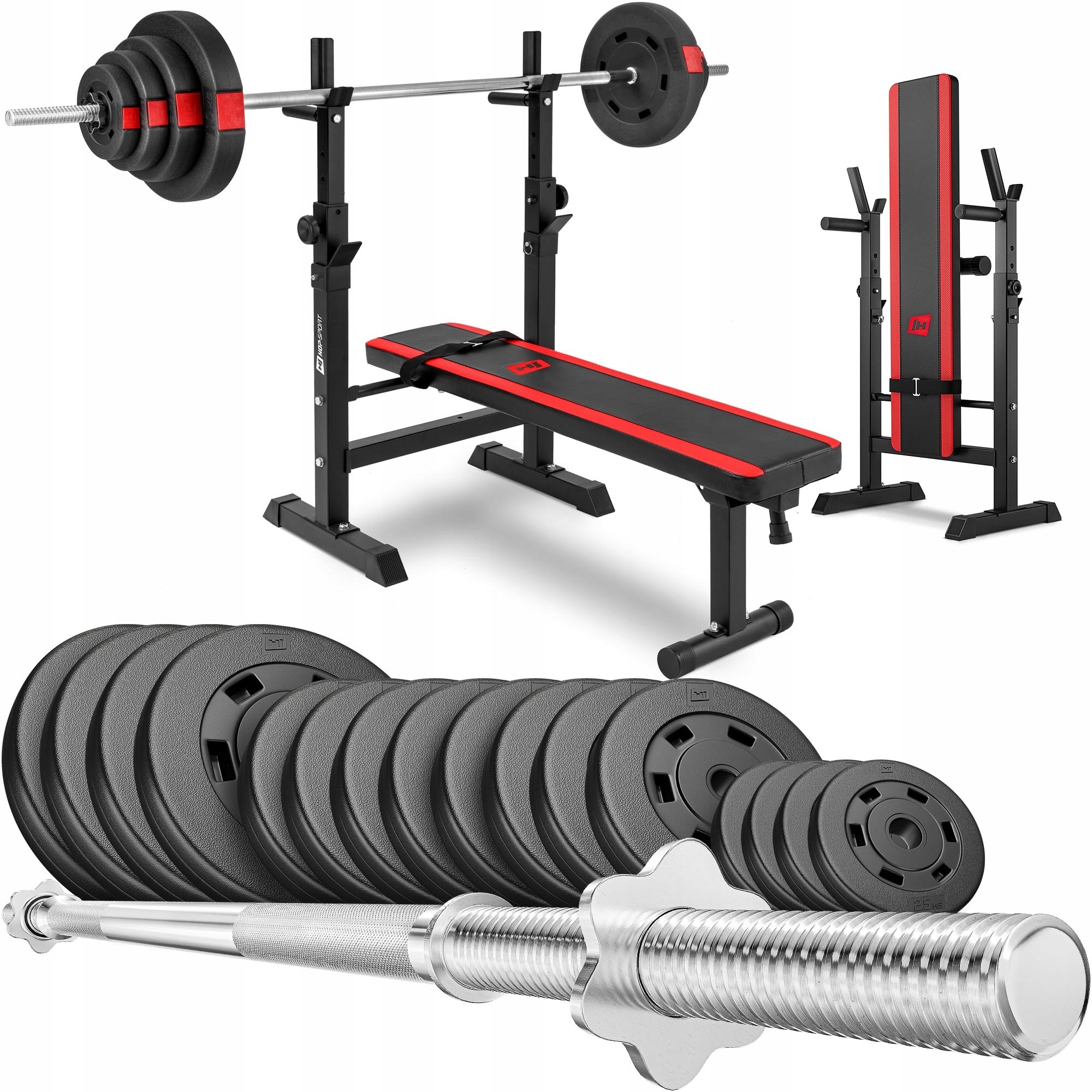Hop-Sport Premium 99 kg kulturistická sada s lavicou HS-1080, činkou a 90 kg závažím