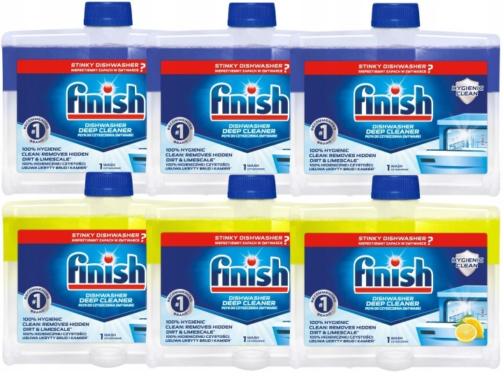 Finish čistič umývačky riadu 6×250 ml – odstránenie mastnoty, vodného kameňa a zápachu