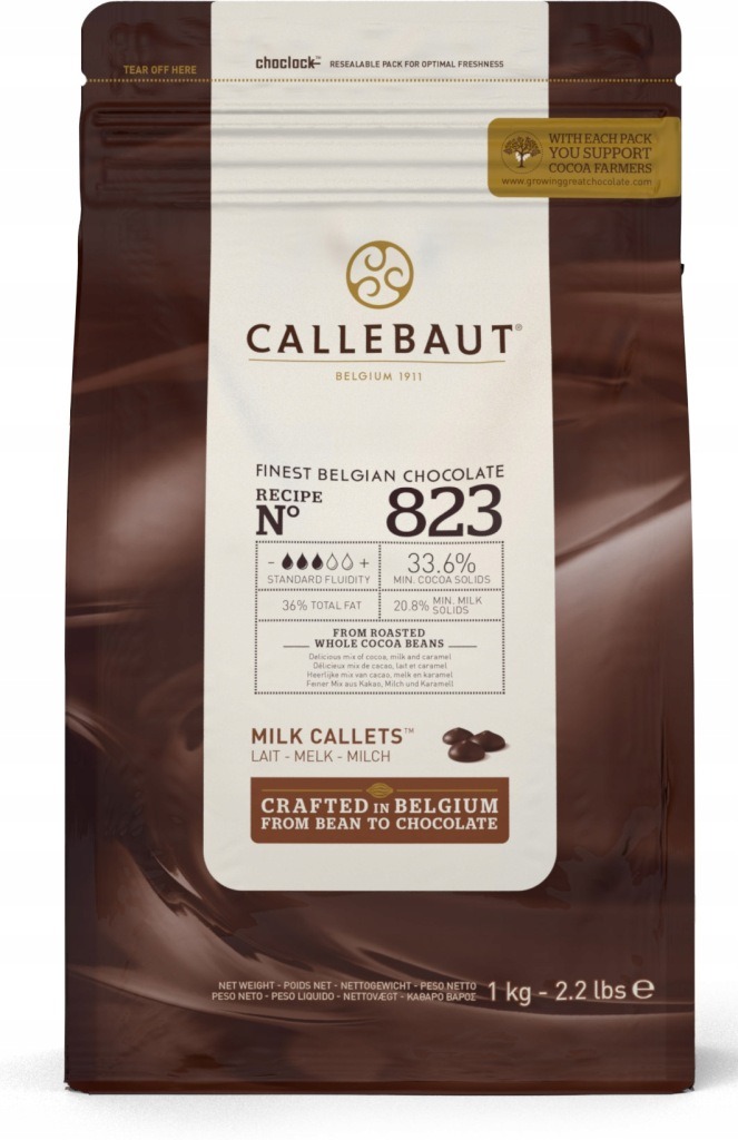 Callebaut 823 belgická mliečna čokoláda 33,6 % kakaa 1 kg na fondue, pralinky a dezerty