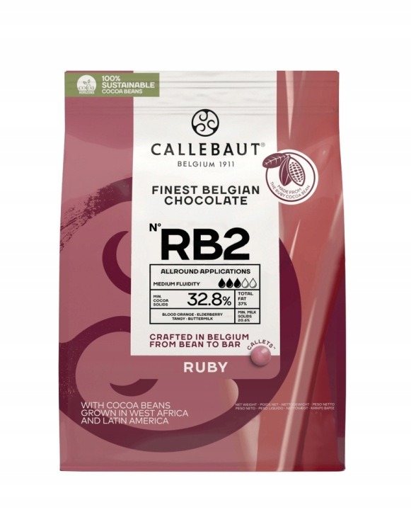 Callebaut RB2 Ruby rubínová belgická čokoláda 32,8 % kakaa 400 g Callets
