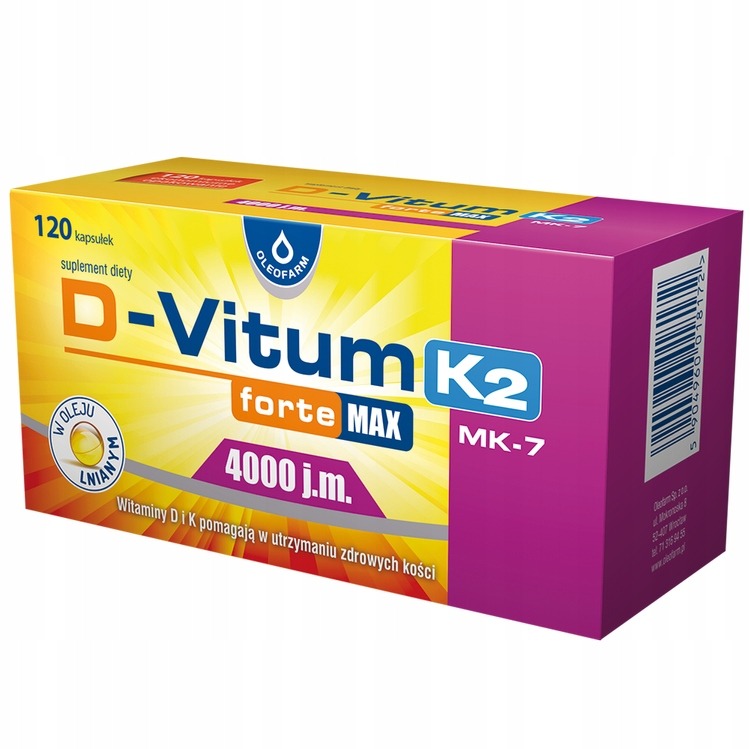 D-Vitum Forte MAX 4000 IU K2 (MK-7) vitamín D3 K2, 120 kapsúl