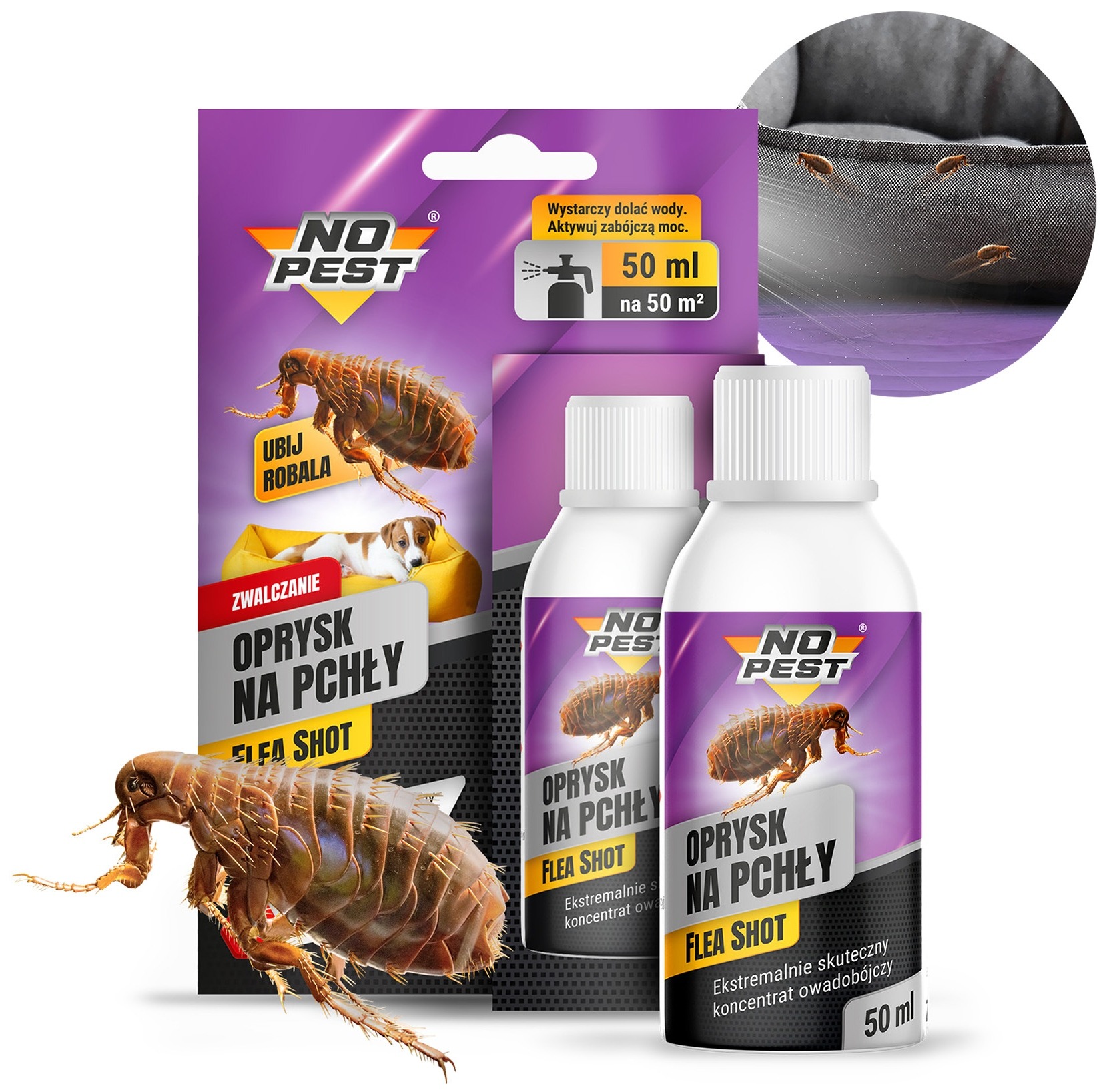 No Pest® Flea Shot 50 ml koncentrát proti blchám a larvám – tekutý postrekovací prípravok na vnútorné aj vonkajšie použitie