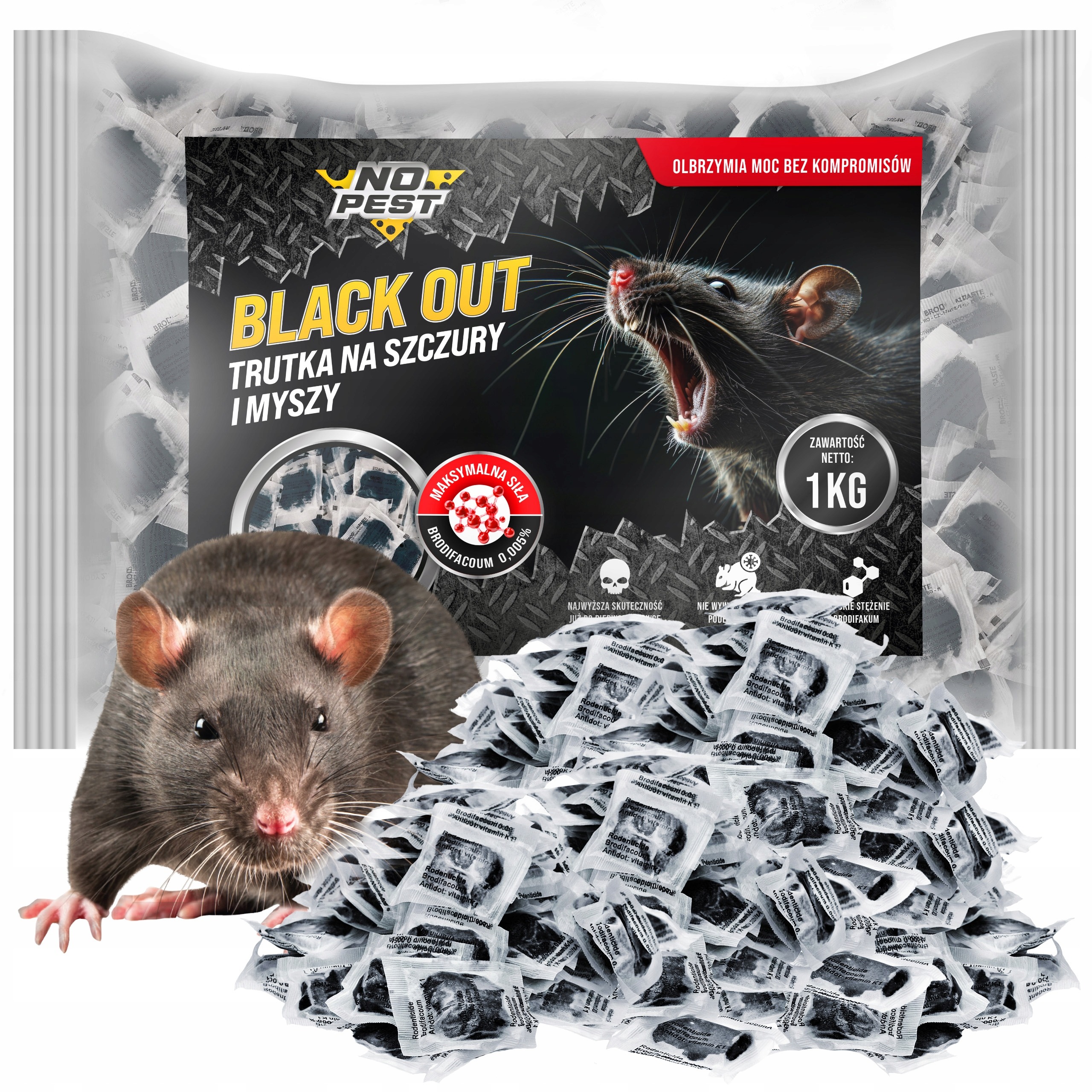 No Pest® BLACK OUT 1 kg – silná pasta proti myšiam a potkanom s brodifakumom
