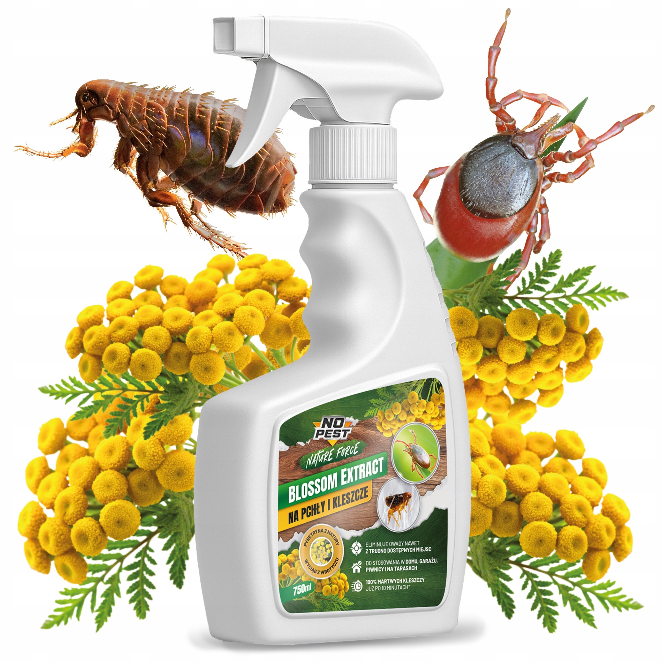 No Pest® Nature Force Blossom Extract 750 ml – prírodný sprej proti blchám a kliešťom s extraktom z vratiča