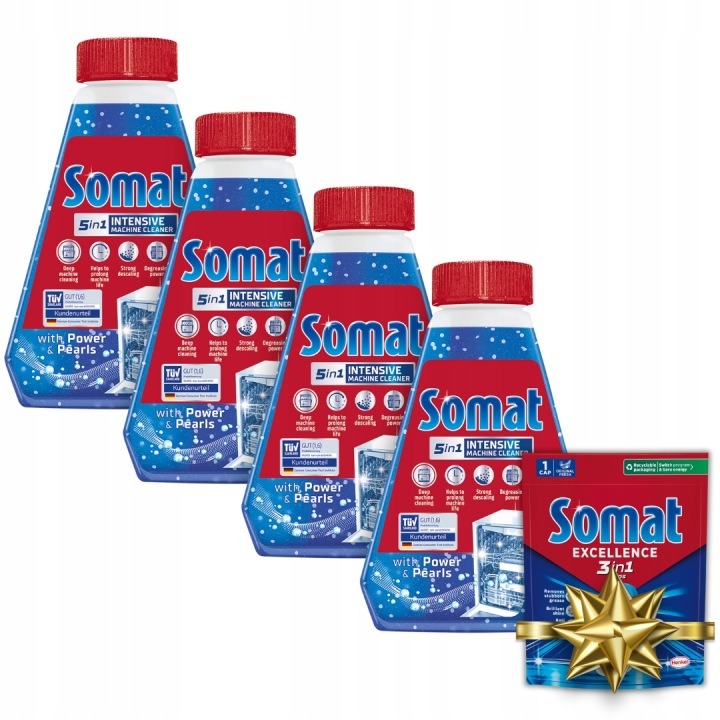 Somat 5v1 intenzívny čistič umývačky riadu 250 ml x 4 + Tableta 3v1 zadarmo