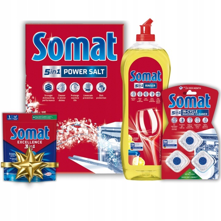 Somat 5v1 intenzívny čistič umývačky riadu 250 ml x 4 + Tableta 3v1 zadarmo