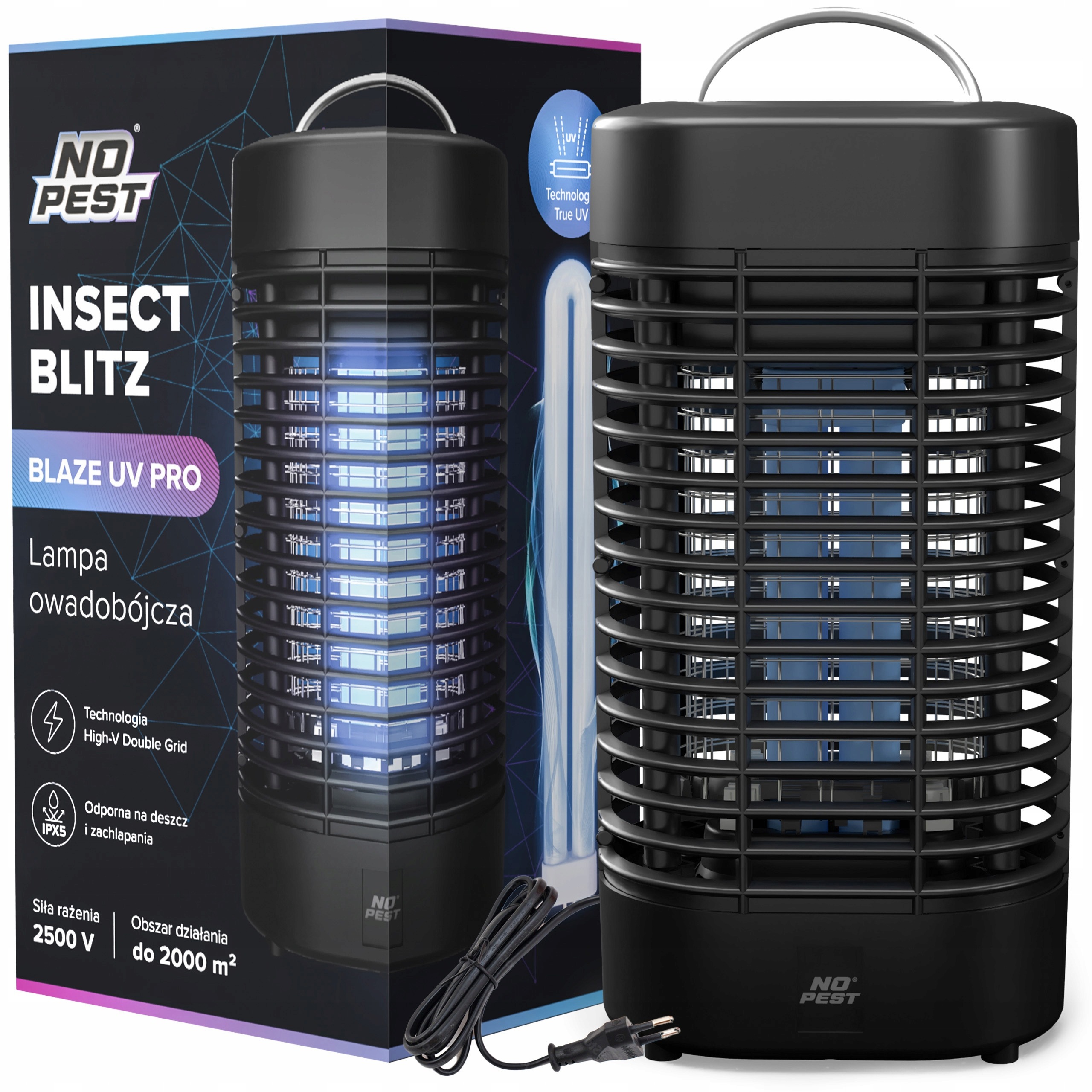No Pest® Insect Blitz Blaze UV PRO 2500 V – výkonná elektrická lampa proti komárom, muchám a lietajúcemu hmyzu