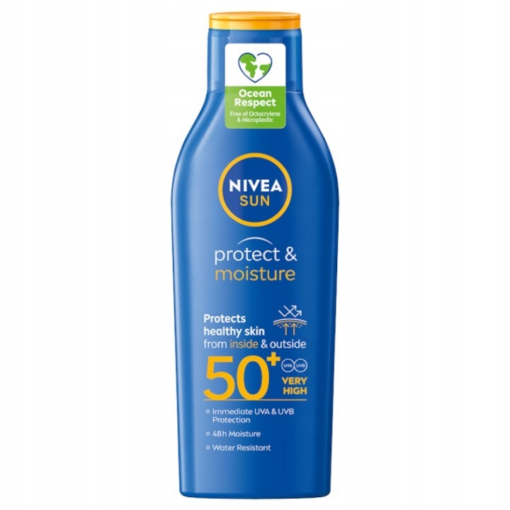 NIVEA SUN Protect & Moisture SPF 50+ 200 ml + After Sun Bronze 200 ml + vodotesné puzdro zdarma