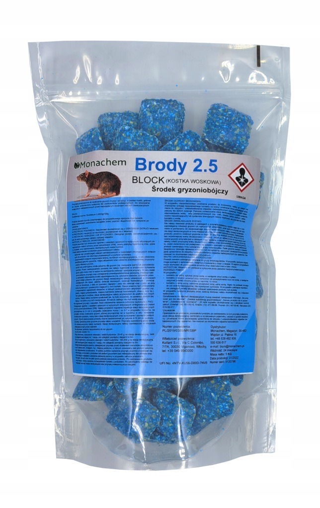 Brody Block 5 kg – mumifikačný jed na myši a potkany, Brodifacoum 25 ppm