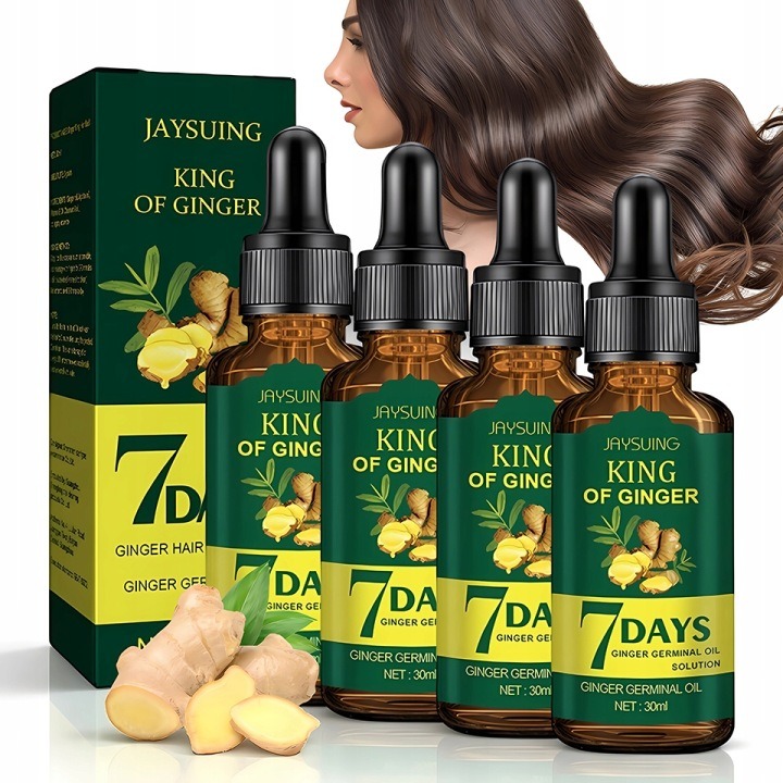 Ginger King Hair Oil zázvorový vlasový olej 4 × 30 ml – výživná starostlivosť o vlasy