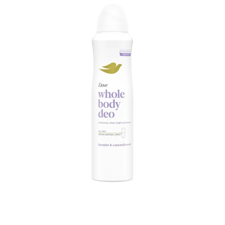Dove All Over Body dezodorant v spreji Levanduľa & Harmanček 150 ml – bez hliníka