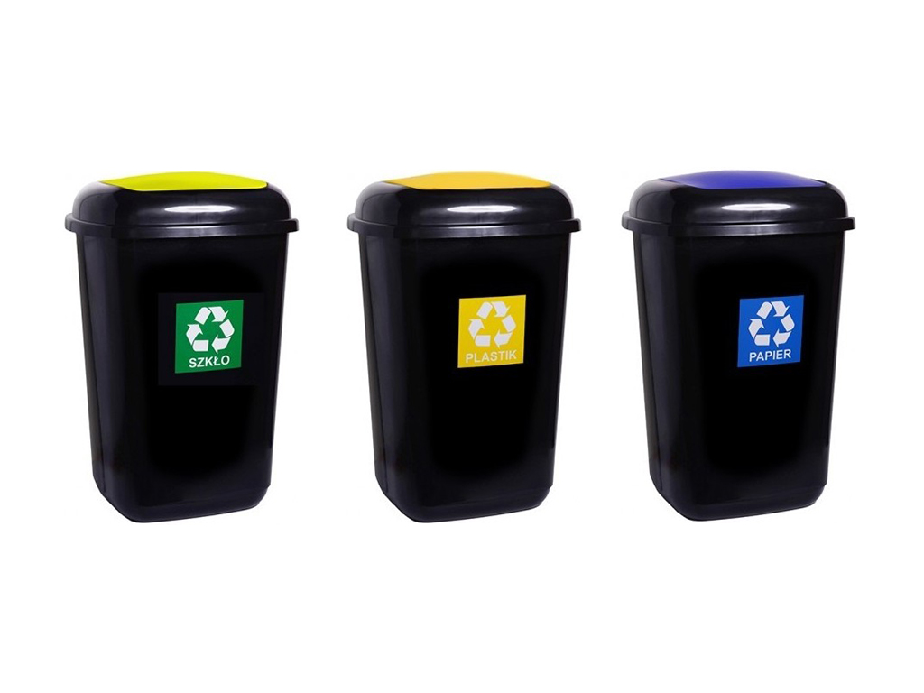 3 ks. Koše pre segregáciu odpadu 45 l Čierny kôš