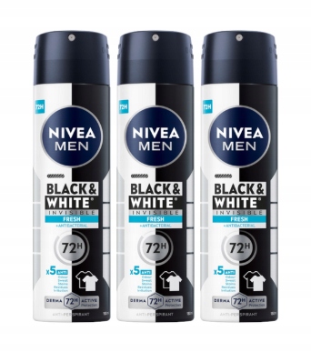 Nivea Black&White Invisible Fresh antiperspirant 3x150 ml