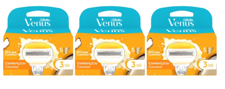 3 x Venus Comfortglide Coconut plus Olay, 3 hlavice do žiletky
