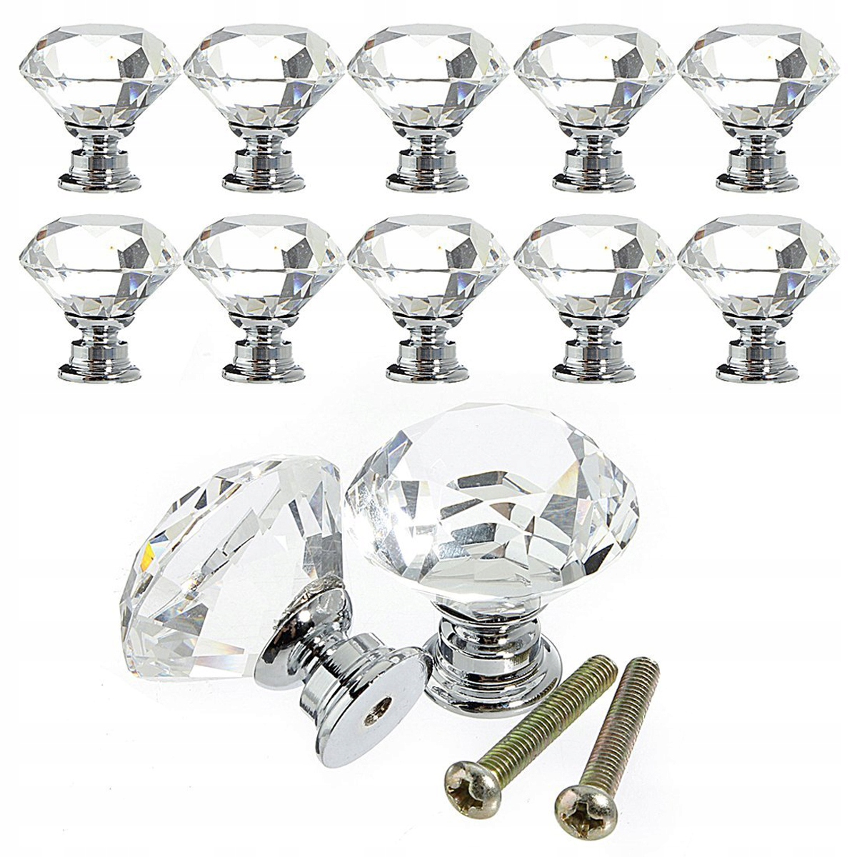 30 mm diamantový kryštálový sklenený gombík