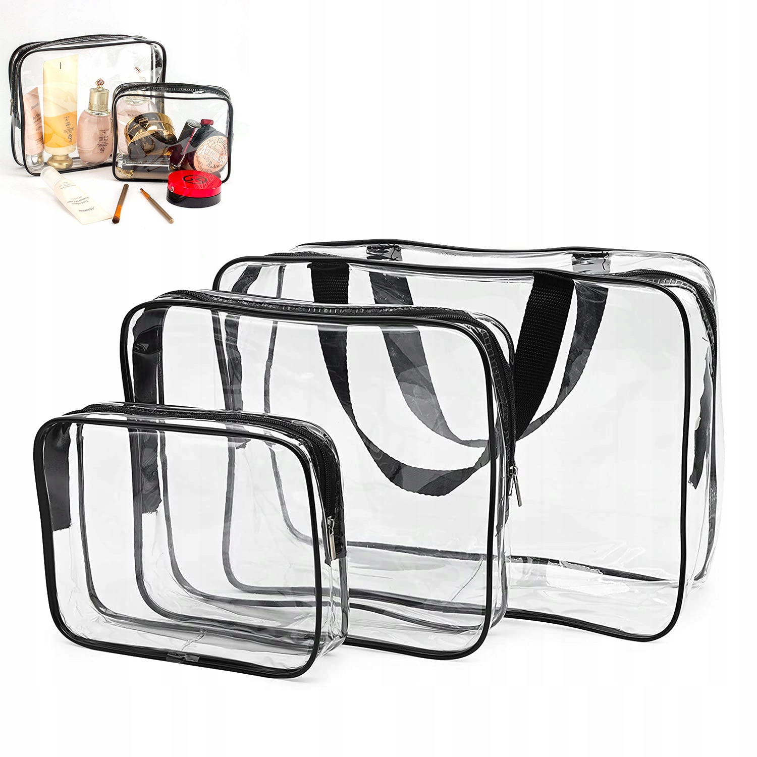 Kozmetička kozmetičko Bedee Transparent 3in1 priehľadná súprava