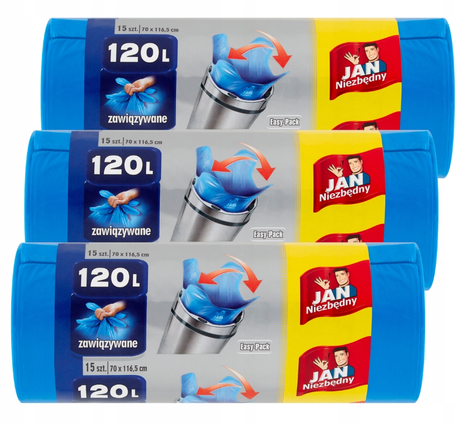 3x Jan potrebné vrecká na odpadky 120 l Easypack