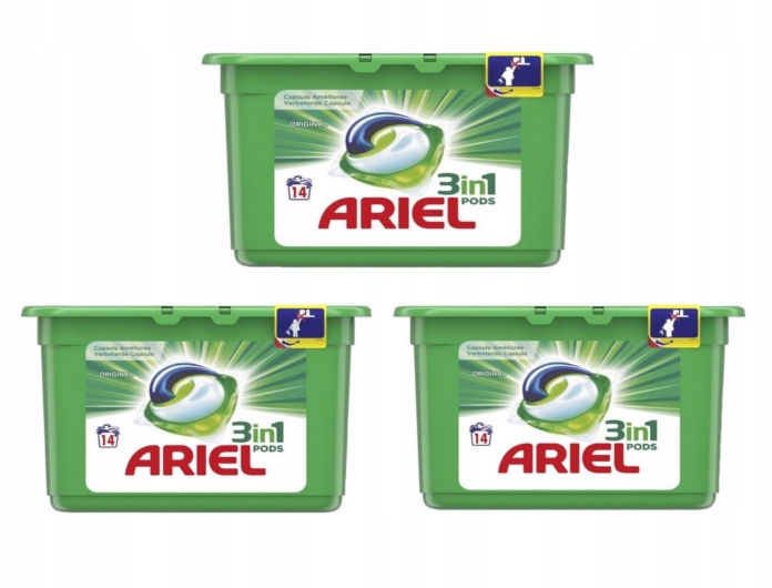 Pracie kapsuly a tablety - 3x Ariel 3in1 Originálne univerzálne umývanie kapsúl