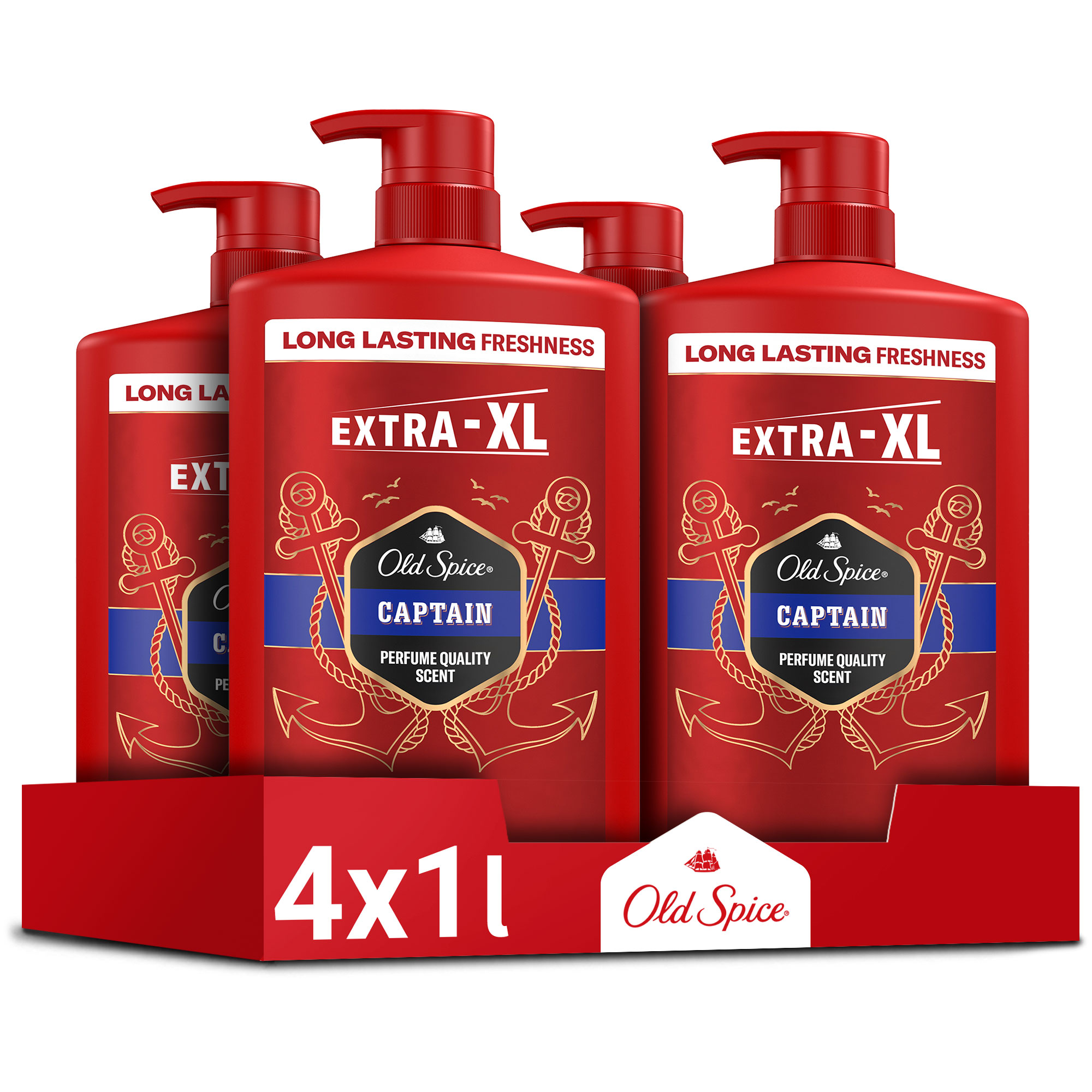 Old Spice Captain pánska pena do kúpeľa, sprchový gél a šampón 3v1, 4x1l