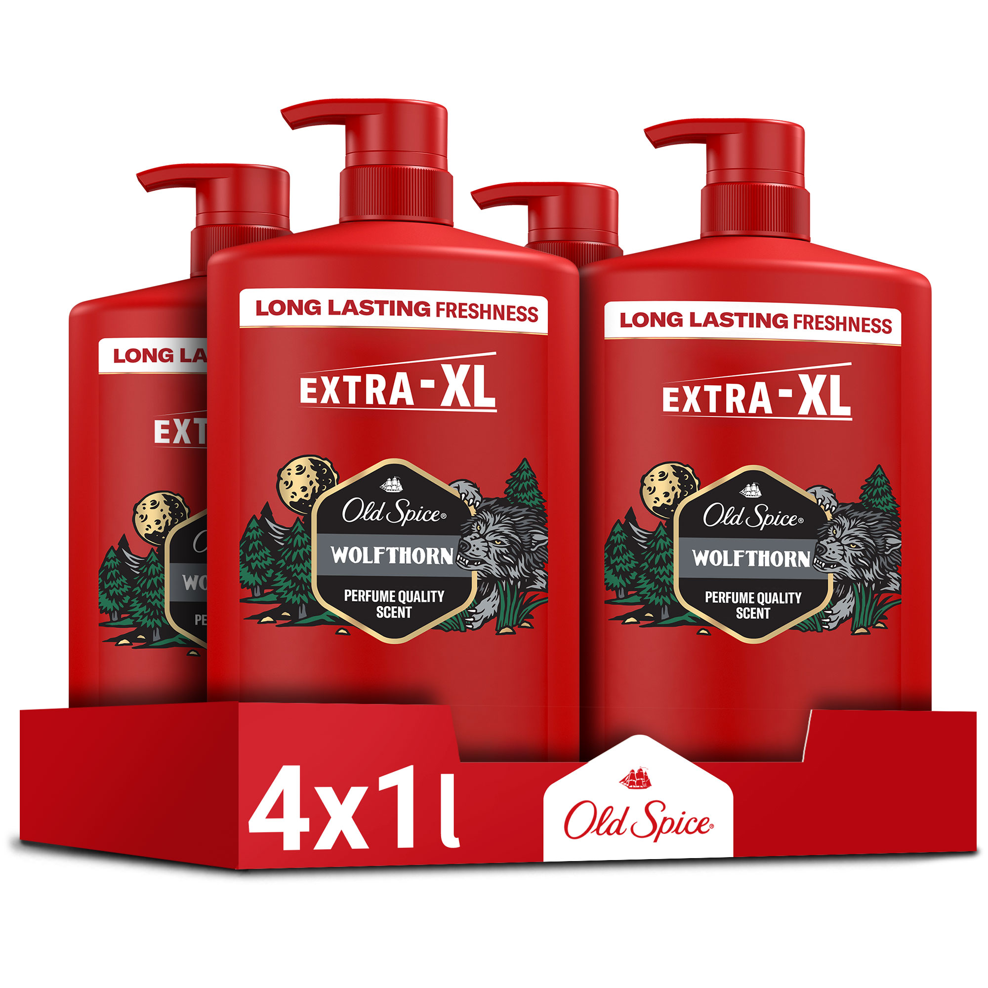 4 x Old Spice Wolfthorn pena do kúpeľa pre mužov, 3v1, 1l