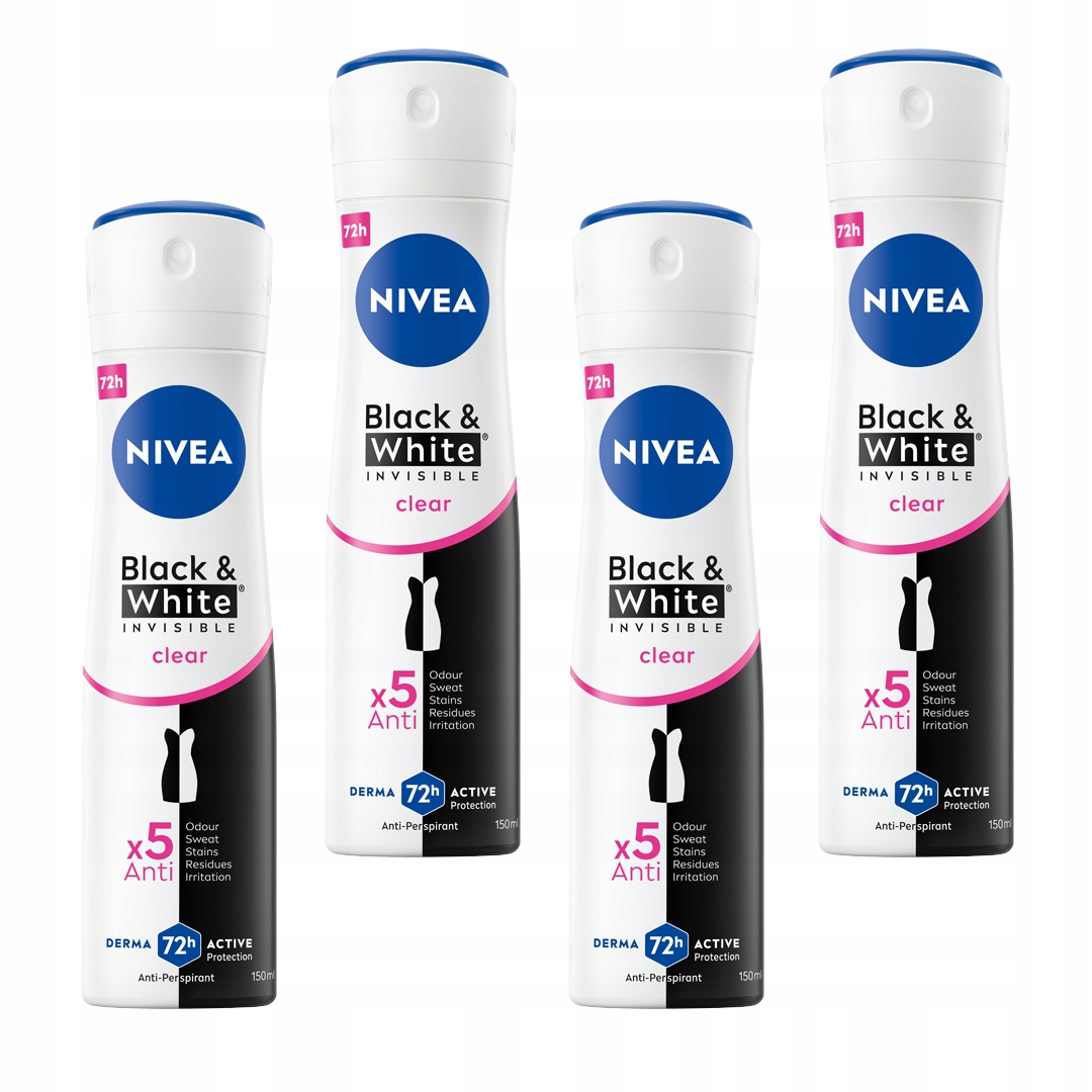 Nivea Black and White Invisible Clear antiperspirant sprej 150 ml