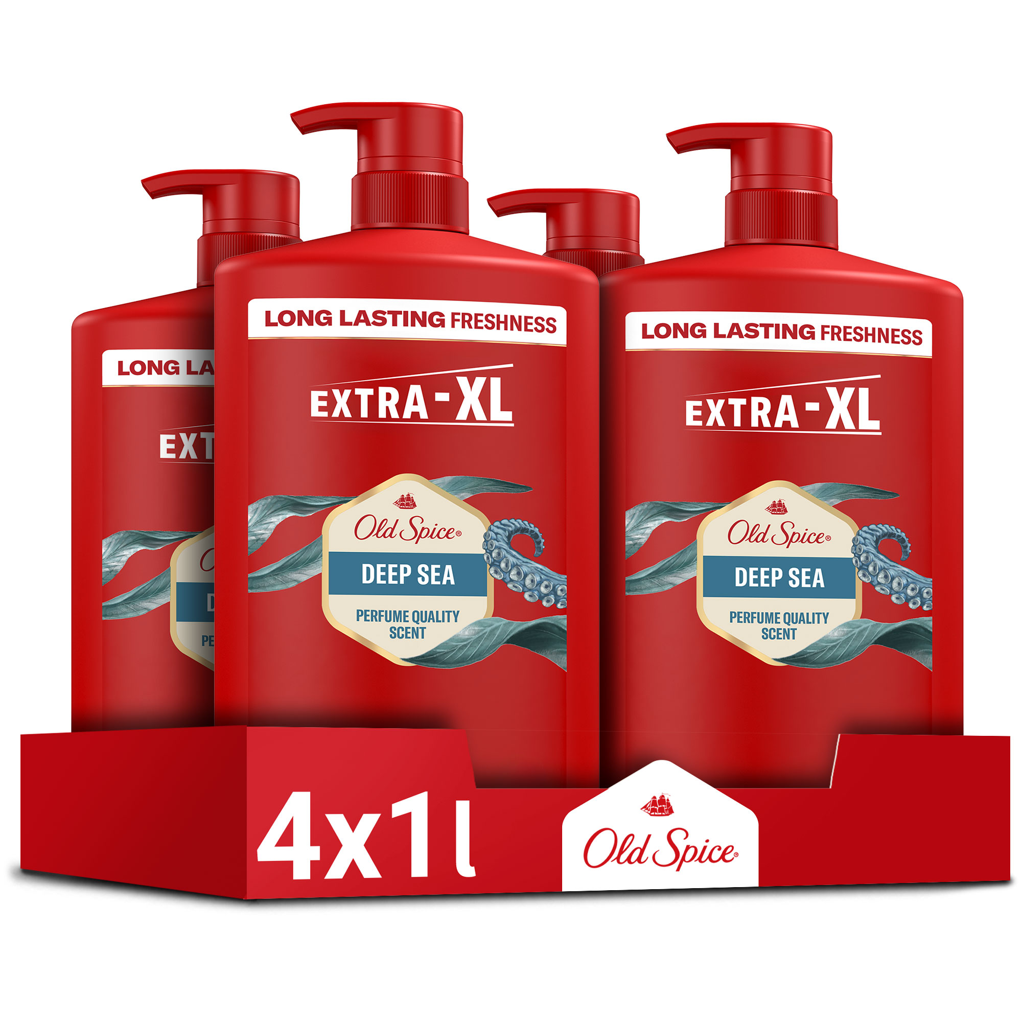 Old Spice Deep Sea pánska pena do kúpeľa, sprchový gél a šampón 3v1, 4x1l