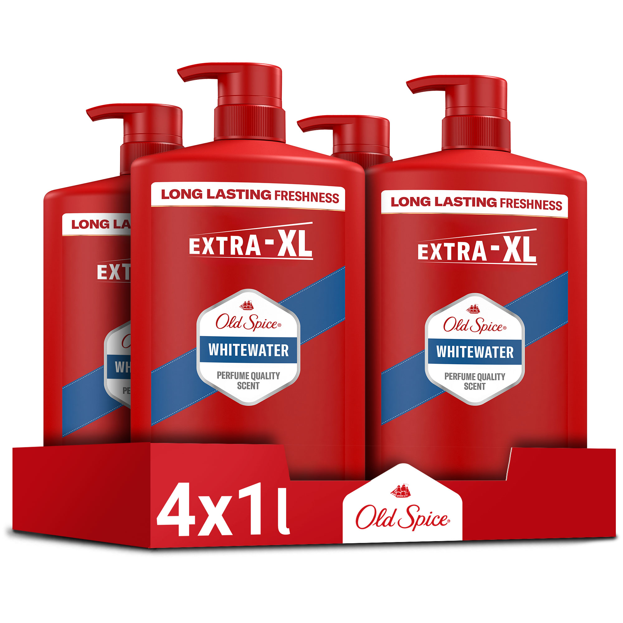 4 x Old Spice Whitewater pena do kúpeľa pre mužov, 3v1, 1l