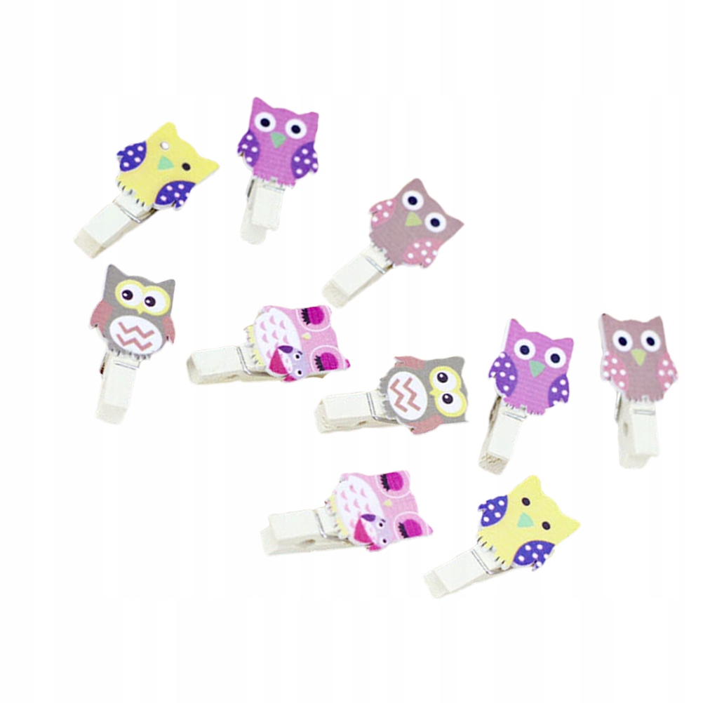 50 kusov Drevené klipsy Mini Owl Design