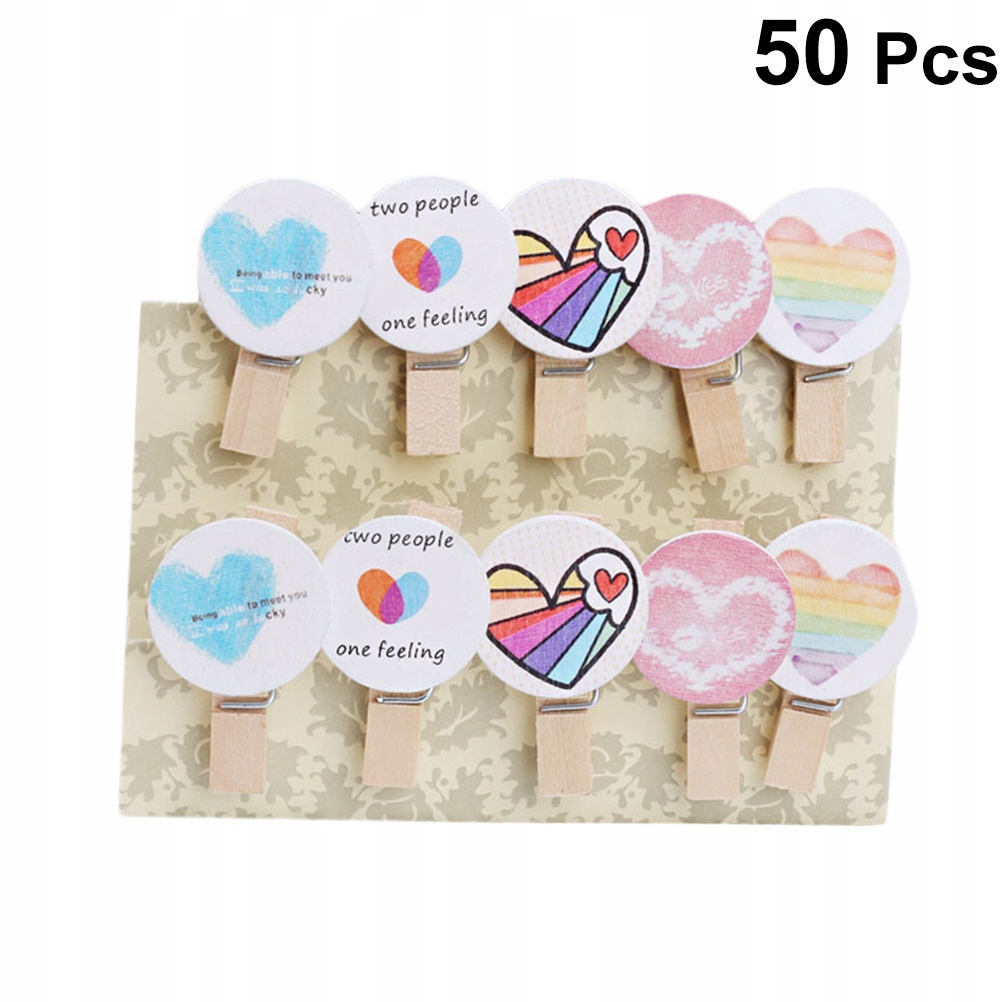 50 ks. Farebné mini drevené sponky na poznámky