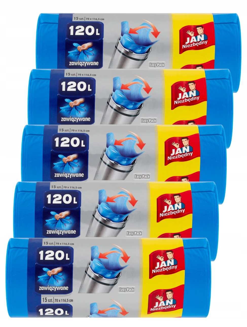 5x Jan potrebné vrecká na odpadky 120 l Easypack