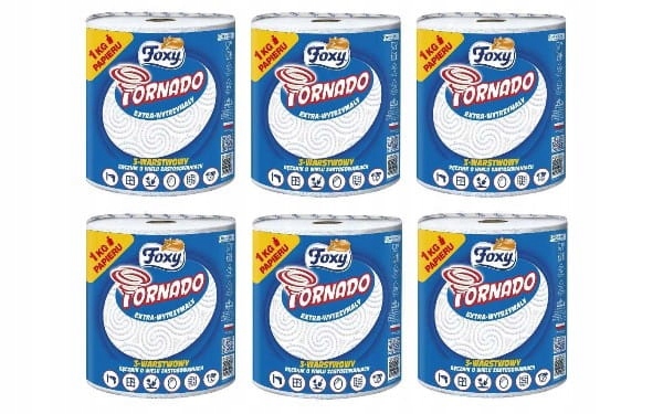 6x Foxy Tornado Tri -Layer papierový uterák
