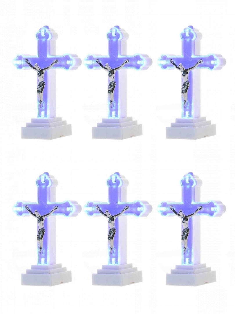 Kahance, sviečky - 6x LED náhrobný kríž, 13cm vložka + Batérie