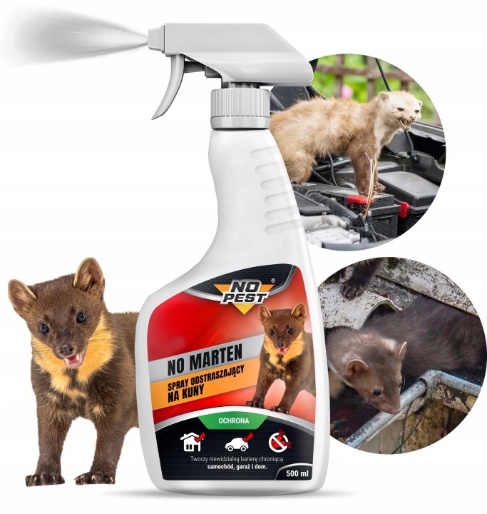 No Pest® NO MARTEN 500 ml – sprej proti kunám a lasiciam, repelent na ochranu garáže, auta a podkrovia