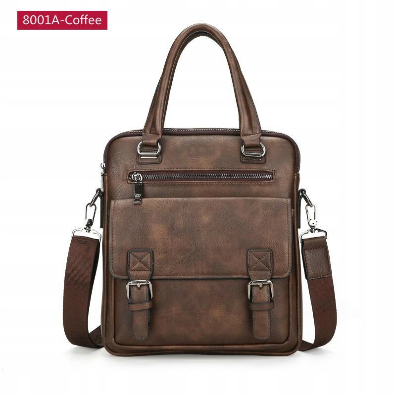 8001A-COFFEE Pánsky módny kufrík kožená kabelka Men