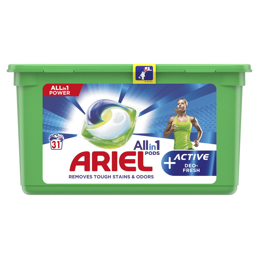 Pracie kapsuly a tablety - ARIEL ACTIVE DEO Čerstvé umývanie kapsúl 31 ks