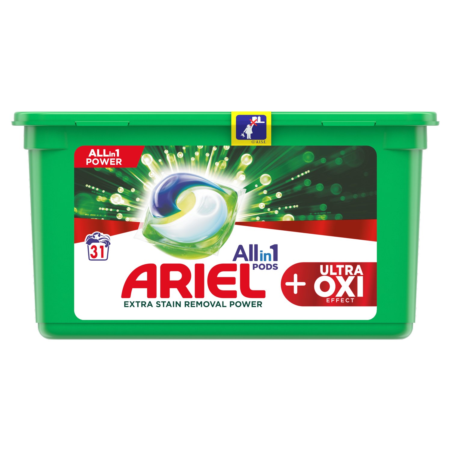 Pracie kapsuly a tablety - Ariel Allin1 + Oxi Efekt Pranie kapsuly 31 ks