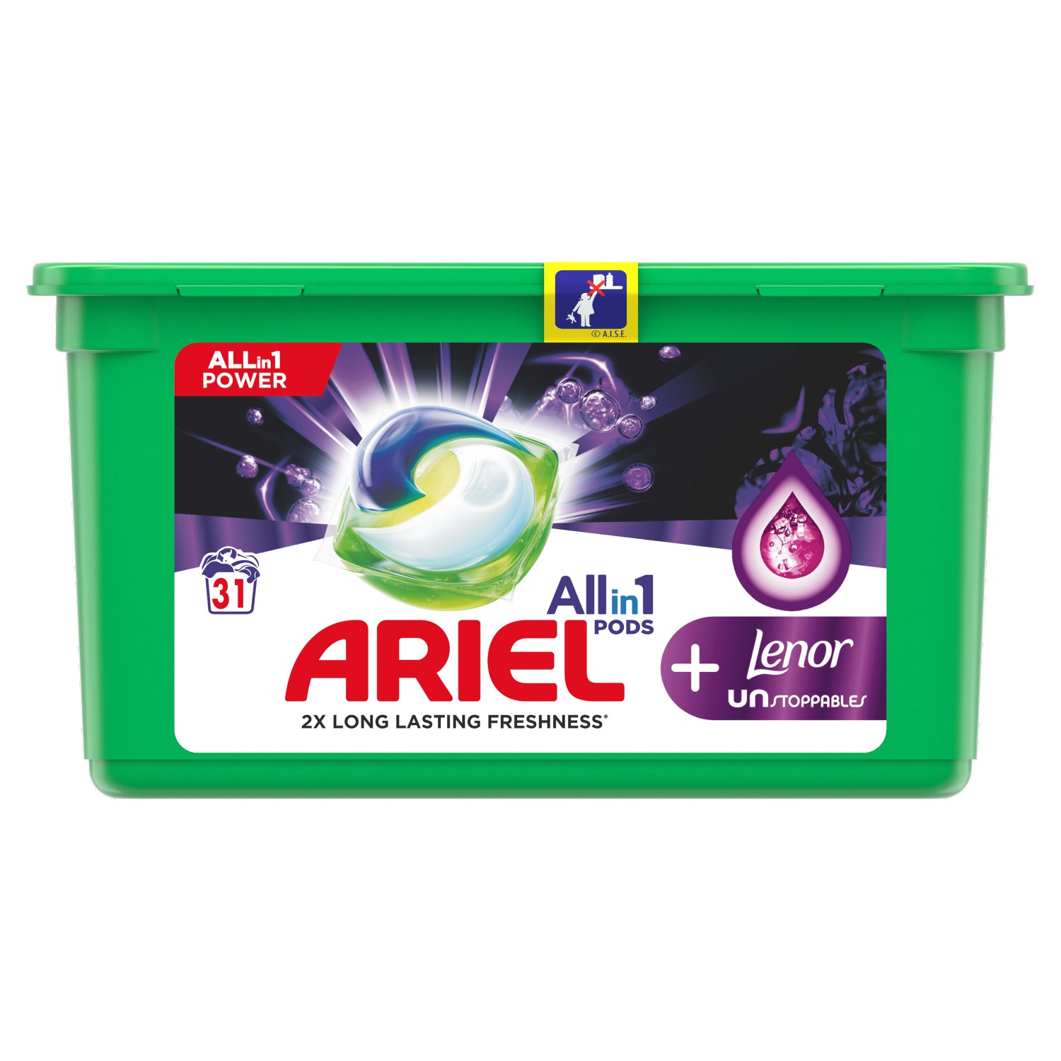 Pracie kapsuly a tablety - Ariel Allin1 + nezastaviteľné umývanie kapsúl 31ks