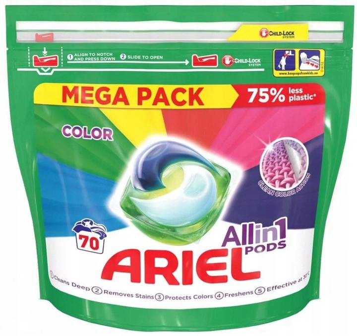 Pracie kapsuly a tablety - ARIEL Pracie kapsule 3IN1 70 ks Farba 2x35