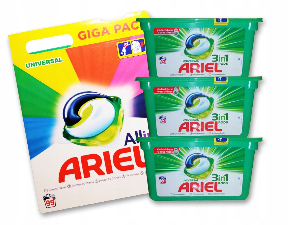 Pracie kapsuly a tablety - Ariel Kapsules na umývanie všetkých IN1 Biela 99 ks