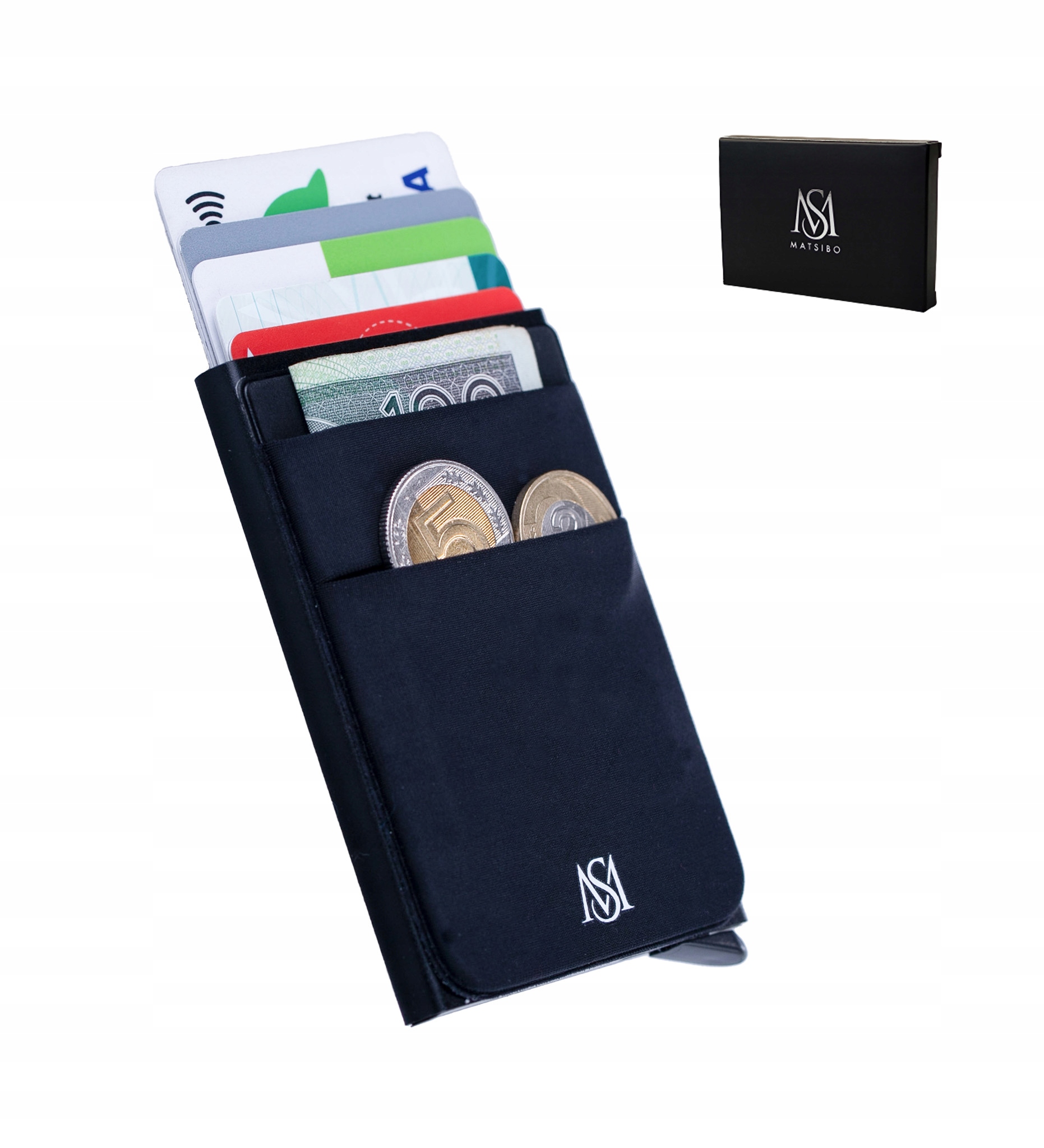 Peňaženka - Puzdro Matsibo pre hliníkové karty Black MS005 - Unisex Product