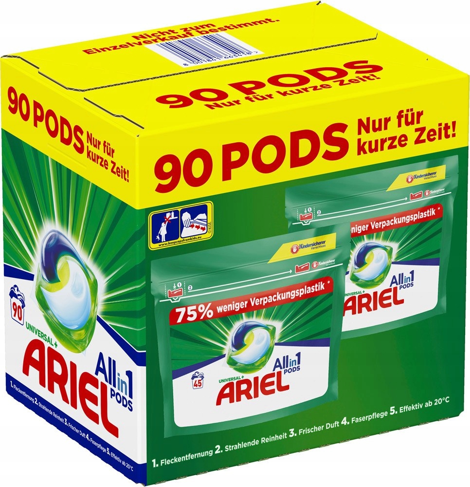 Pracie kapsuly a tablety - Ariel All In1 Universal + kapsuly pre biele 90ks