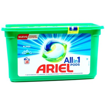 Pracie kapsuly a tablety - Ariel Allin1 Pods alpské umývanie kapsúl 38ks
