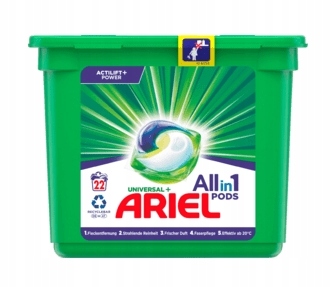 Pracie kapsuly a tablety - Ariel, univerzálne kapsule na bielizeň, 22 praní