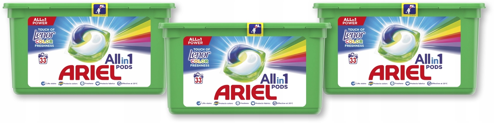 Pracie kapsuly a tablety - Ariel pracie kapsule Touch of Lenor 3 x 33 ks