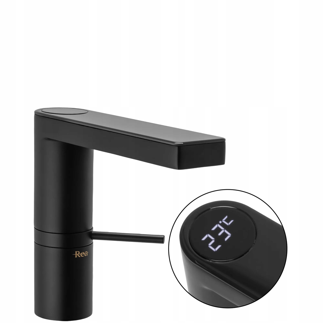 Nízka amarová čierna rohož LCD Washbasin batéria