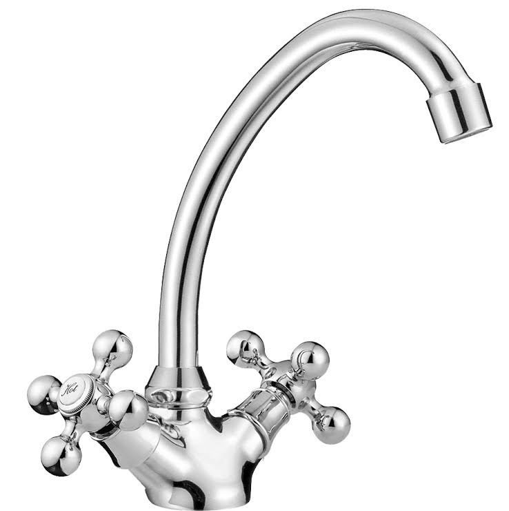Chrómová retro stojatá kuchynská kotla faucet