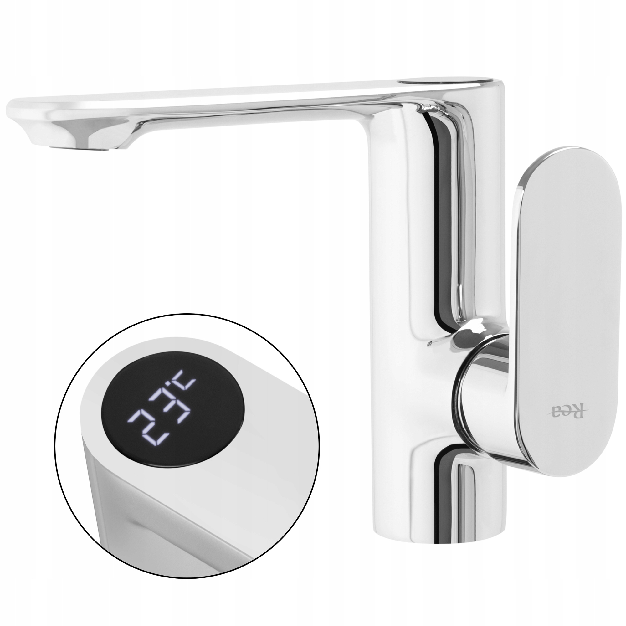 MILS LCD Washbasin Battery Termostat Chrome Rea