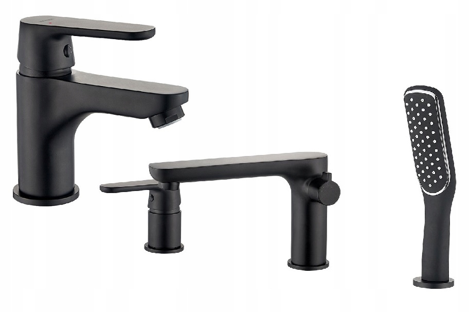 3-zničená vaňa čierna batéria+Washbasin